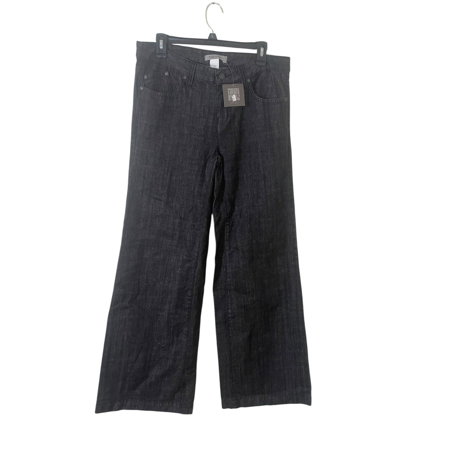 Tex By Max Azria Super Wide Leg Baggy Black Jeans Size 29 Y2k Streetwear 90's